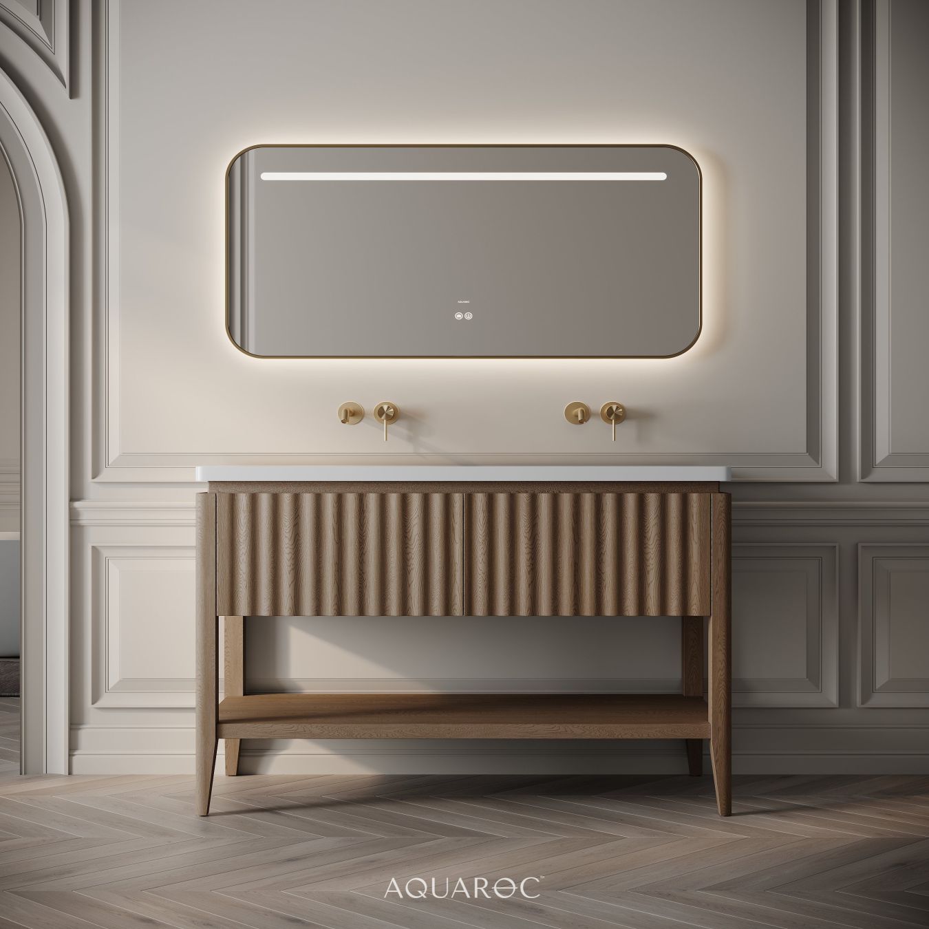 Kensington Double Vanity Unit & Stone Basin 1200mm Smoked Oak
